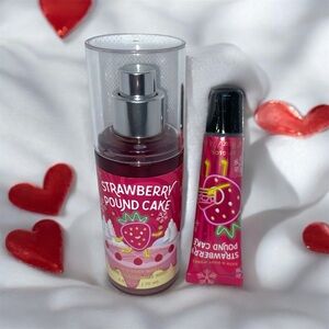 Bath and Body Works Mini Strawberry Pound Cake mist & Lip gloss